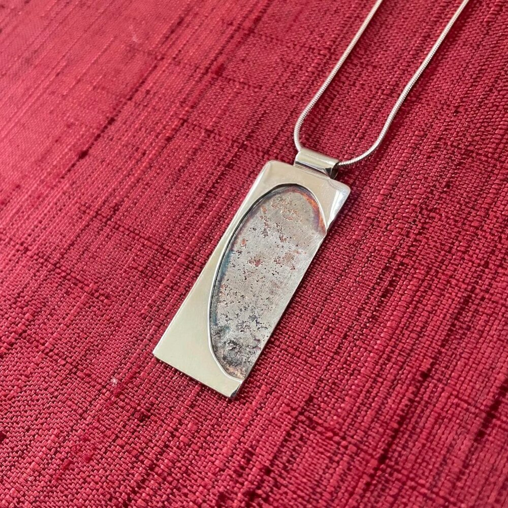 Jessie Senecal Handmade Sterling Silver "Textured Inlay" Necklace